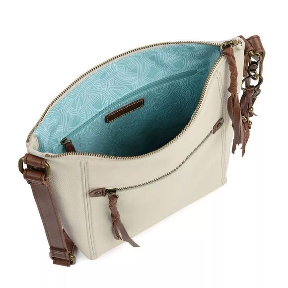 New! THE SAK Ashland Leather Crossbody Bag Tassel Keychain Color Stone - Picture 4 of 4